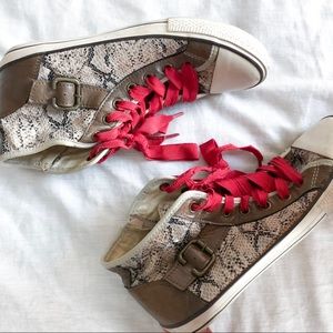ALDO Faux Snakeskin Leather Buckle Sneakers